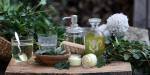 cosmetics and leaves