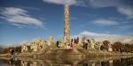 The Monolith in Frognerparken, a tall granite sculpture pillar and sculptures of people sorrounding it.