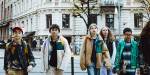 kids walking in the city