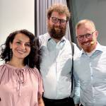 Nærbilde av Talieh Sadeghi, Karl Kristian Bekeng og Sigmund Østgård Gismervik.