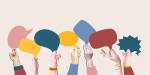 Illustration: hands holding speech bubbles