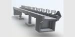 Illustrasjon med 3D-gjengivelse av Stange jernbaneovergang med fokus på en av støttene.