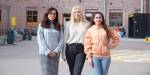 Photo of participants Olena Pitkevych, Daria Honcharova and Lida Nikcheri at OsloMet's campus in Pilestredet, Oslo.