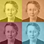 Collage of four portraits of Anna Sethne in different colours