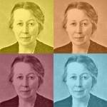 Collage of four portraits of Anna Sethne in different colours