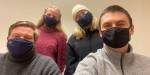 De fire studentene i Tinkertank SB. Alle har på seg munnbind.