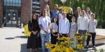 En gruppe nye OsloMet-studenter på campus i Pilestredet.