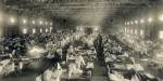 Hall full av syke mennesker under Spanskesyken i 1918 i Kansas.