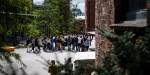 Students walking past at Pilestredet campus.