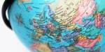 Excerpt of colourful globe, focus on Europe.