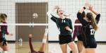 Girls playing volleyball