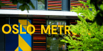 nærbilde av oslomets logo utenfor et av byggene i Pilestredet